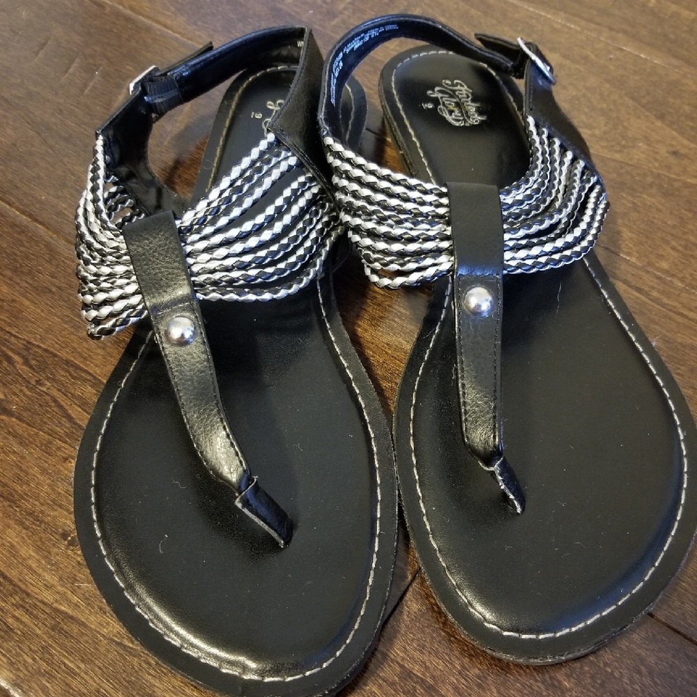 Black and Silver Strappy Sandals